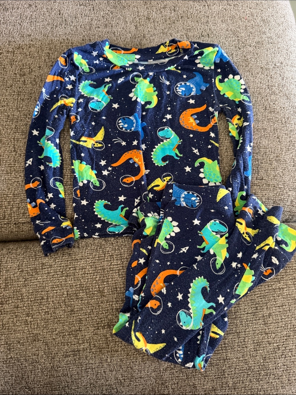 Navy Blue Dino Print Kids Pajama Set